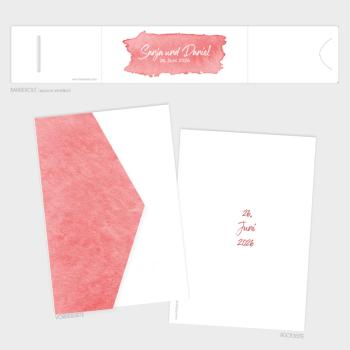 Pocketfold Einladung "Watercolor-Brush | Rot" B6 